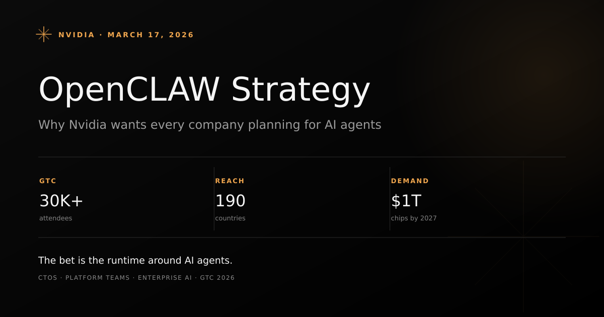 Nvidia OpenClaw strategy cover showing task assignment, agent execution, guardrails, and enterprise runtime control